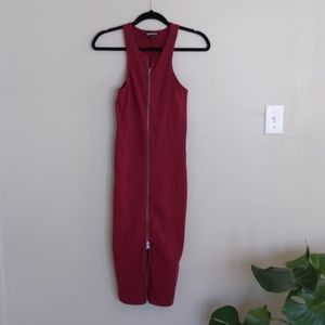 Express front zip bodycon dress